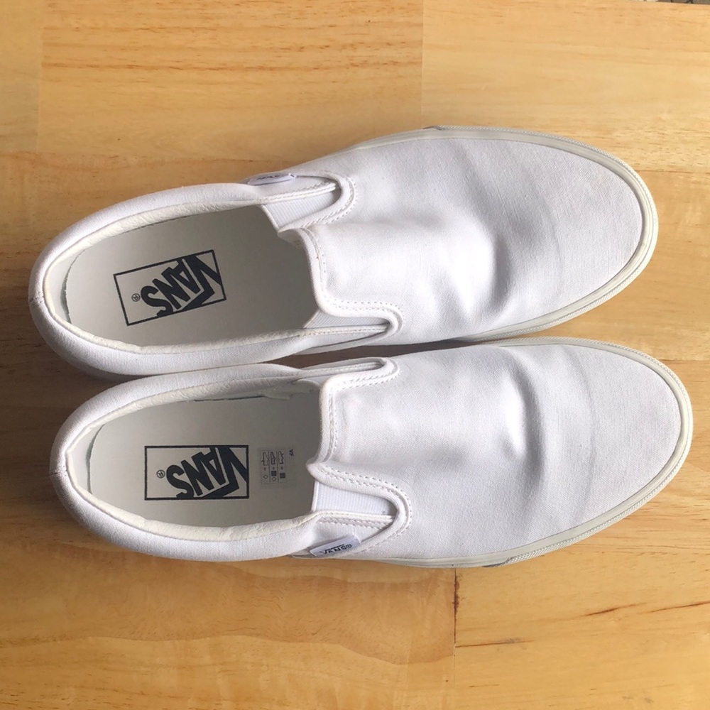 True White Classic Slip On Vans